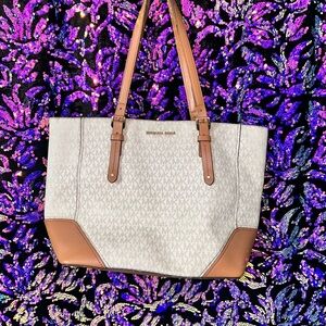 Michael Kors Cream and Tan Tote Bag